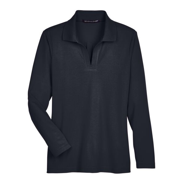 Devon & Jones CrownLux Performance™ Ladies' Plaited Long Sleeve Polo Thumbnail